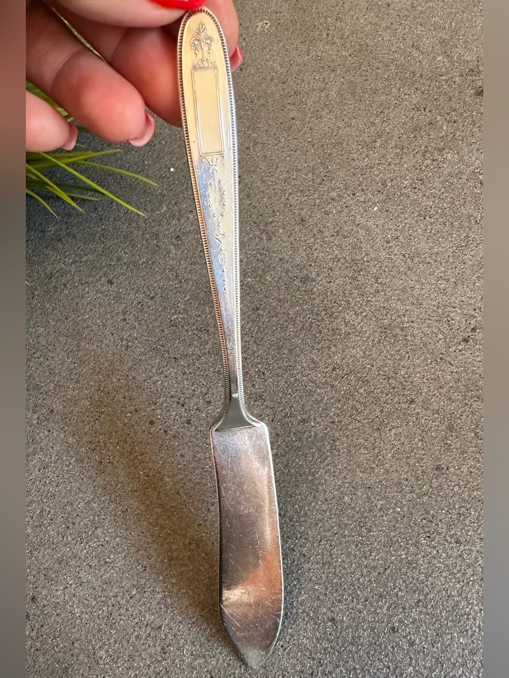 Vintage Silver plated  Butter Knife with Engraved Handle